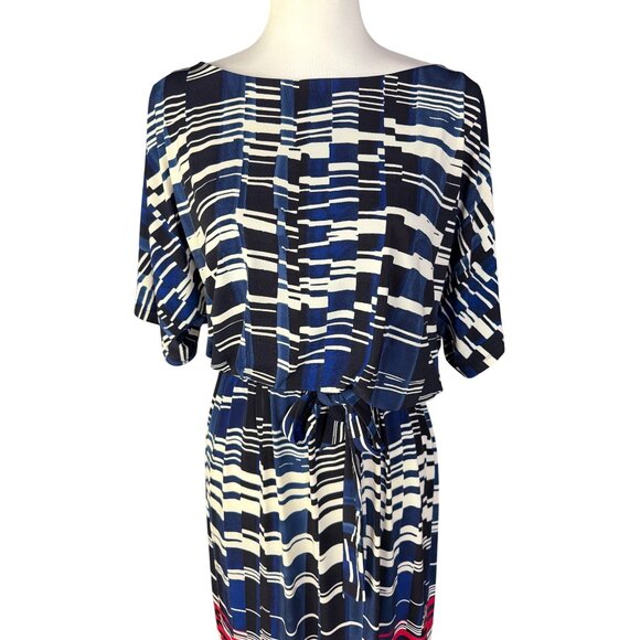 DB established 1962 Geometric Patterned Kimono Sleeve Dress W/waist Tie size M - Picture 3 of 12